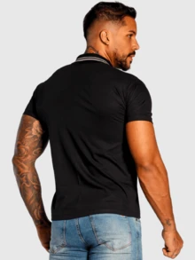 Kit Of 3 Men's Polo Shirts 100% Cotton With Modern Casual Style – From S To G3 - White + Blue + Black - View 6