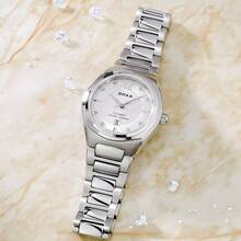 DOXA 女士自动手表 - 不锈钢表壳和表链，白色钻石表盘（型号 D190SSV） - 豪华商务腕表