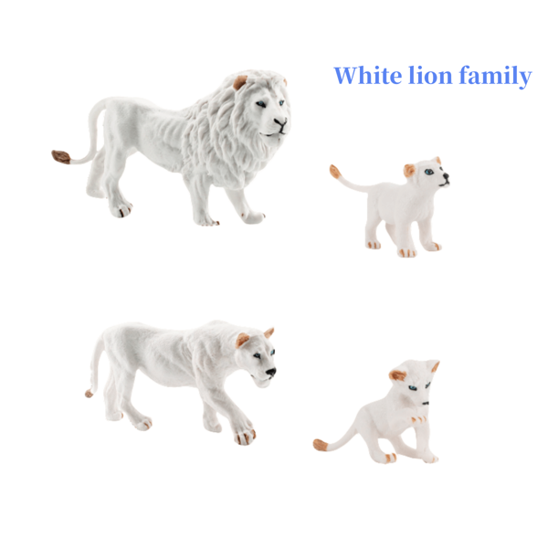 1 a 4 piezas de modelos de animales salvajes - leona blanca, león africano macho, león rojo macho, leona, cachorro de león - Figuras decorativas de juguete para niños