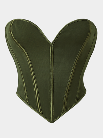 New Black Matte Strapless Tight Fit Bustier Top For Women, Sexy Shaping Midriff