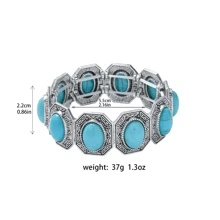 1 pulseira elástica de corda turquesa estilo boho, pulseira vintage totem artesanal, presente de Natal e acessório diário