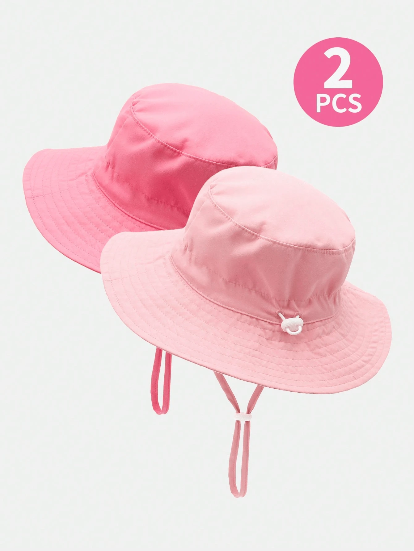 2 buc/set pălării pentru copii, simple și imprimate, reglabile, cu protecție solară, respirabile, casual, potrivite pentru activități în aer liber și purtare zilnică - Roz închis + roz deschis - Vizualizare 1