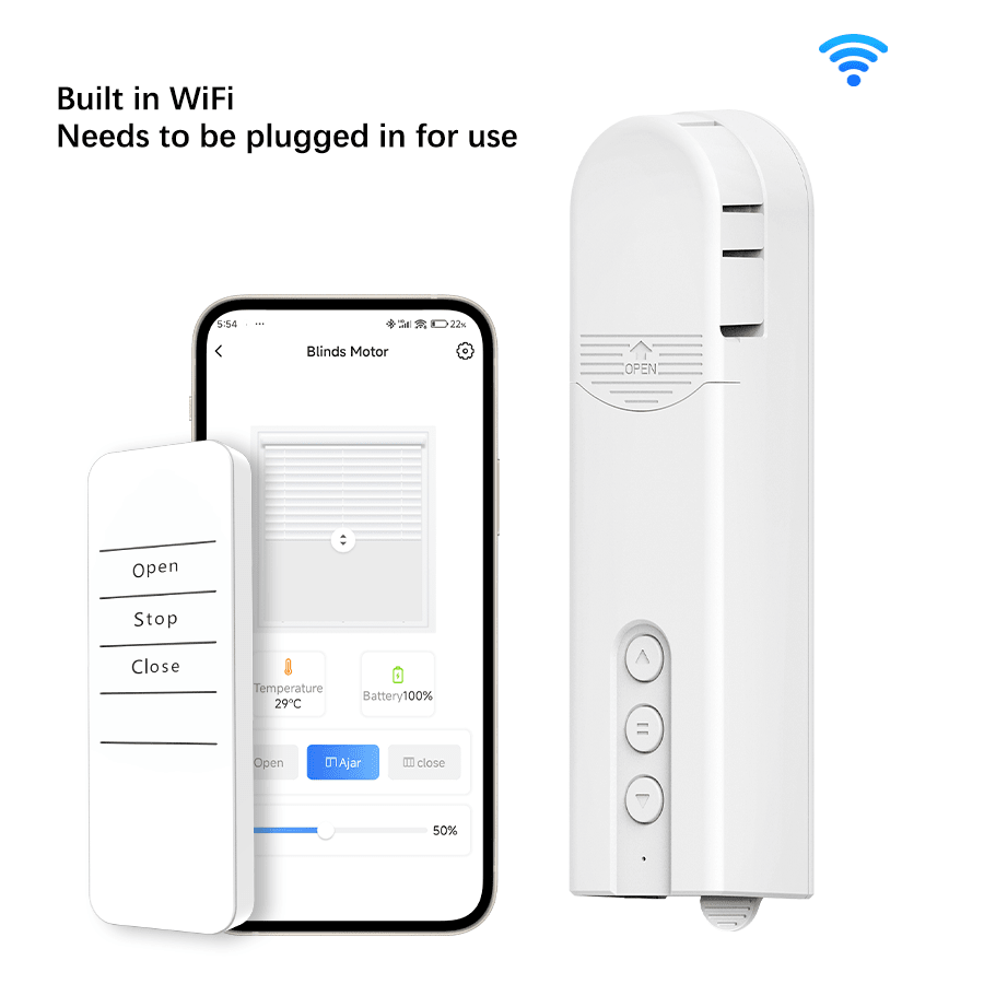 Motor para cortinas de cuentas inteligente con WiFi incorporado de la marca Tuya, modelo enchufable. Controlador eléctrico para persiana enrollable, con configuración de aplicación/voz/temporizador remoto (Sin pasarela, se necesita toma de corriente)