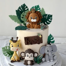 1套卡通动物系列桌面装饰摆件，创意动物派对主题可爱硅胶摆件，新颖装饰娃娃，家居装饰摆件。