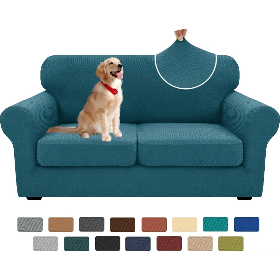 Local Delivery- 2025 New 2 Pieces Chair Covers With Arms Super Stretch Chair Slipcover For Living Room Pet Dog Universal Slip Cover Anti Slip Armchair Furniture Protector (Light Gray), 31"-46"(1 Cushion) - Peacock Blue - 查看 1