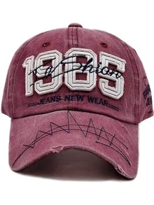 1 件 NUMBER 1985 绗缝棒球帽，正面有 JEANS NEW WEAR 刺绣，侧面有 FAVORITE JEANS 刺绣帽子，Y2K 复古水洗风格太阳帽 - 彩色 - 查看 19