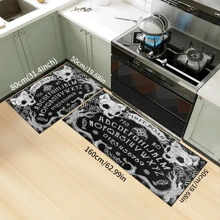 1 pieza Alfombra de entrada con estampado de calavera, alfombra de área artística negra para sala de estar, baño, cocina, entrada, balcón, decoración del hogar, absorbe la suciedad, cafetería, bar, vacaciones, fiesta, dormitorio, baño, decoración de cocina