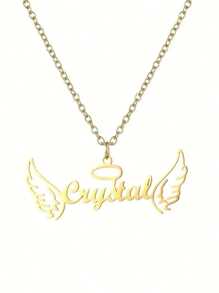 One Piece Personalized Angel Wings Name Necklace - Stainless Steel Handmade Jewelry, Custom Cursive Letter Pendant With Elegant Wing Design, Birthday Holiday Gift For Wife And Family, Her Exclusive Collection, Exquisite Handicraft, Emotional Memorial, High-Quality Fashion Jewelry, Perfect For Couples, Family, Birthdays, Anniversaries