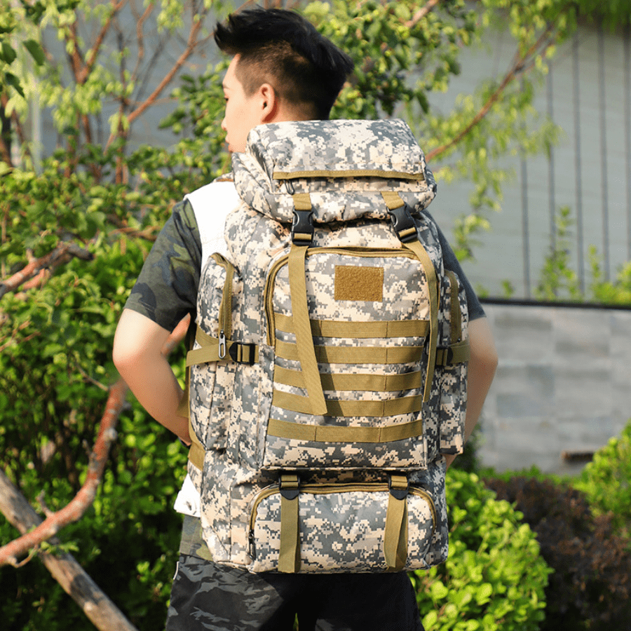 80L Waterproof Camouflage Hiking Backpack, Outdoor Sports Trekking Rucksack,Large Capacity Camouflage Color, Suitable For Men And Women Outdoor Activities, Hiking, Traveling