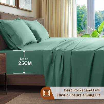 SERAPHINEX Juego De Sábanas De Microfibra Lisa Y Estilo Minimalista, Adecuado Para Los Tamaños De Cama Comunes En México (Individual 90*200 Cm, Matrimonial 135*200 Cm, Queen 150*200 Cm, King 180*200 Cm). Incluye Sábana Bajera Ajustable, Sábana Encimera Y 1/2 Funda De Almohada. Tejido Suave Y Agradable Para La Piel, Transpirable Y Cómodo.