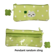 Estojo de lápis em forma de gato estrela, bolsa para canetas com pingente para meninas, estilo minimalista coreano, bolsa para lápis com vários compartimentos, adequada para estudantes, armazenamento, viagem, itens essenciais para a volta às aulas, material escolar, estojo para lápis, mochila escolar