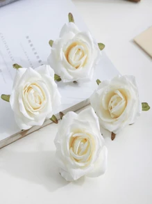 15 peças de flores artificiais, rosas de seda, cabeças de flores para decoração de festa de casamento, decoração de bolo e decoração de mesa de sala de estar, plantas artificiais, decoração de outono, quarto, mesa, decoração de jardim, decoração de quarto, dia dos namorados, flor de pulso para noiva