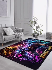 1 pièce Tapis de sol de zone de manette de jeu pour la chambre des garçons et les joueurs, tapis en polyester antidérapant et lavable en machine, tapis de sol de salle de jeux intérieure avec rembourrage en mousse, tapis à bas poils pour le salon, le bureau et la cuisine