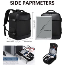 Mochila masculina Yuekan tamanho pequeno, compatível com laptops de 15" e 17", bolsa multifuncional à prova d'água com carregamento USB, mochila de viagem, tamanho grande - Preto - Ver 3