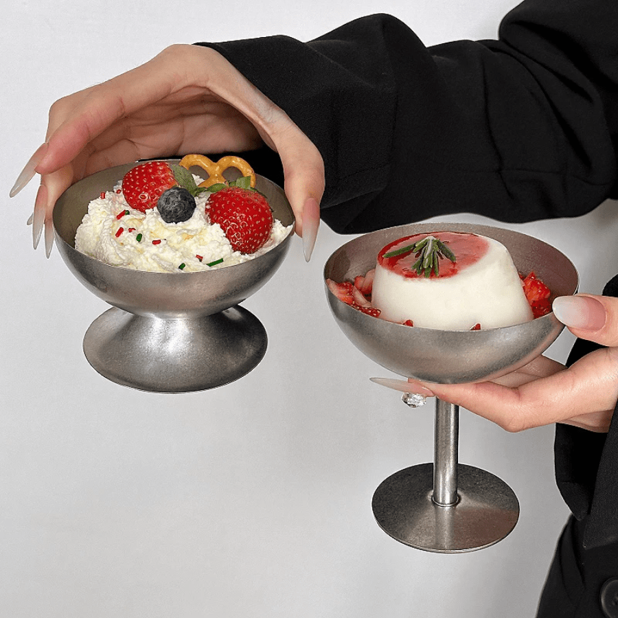Coupe à crème glacée en acier inoxydable 304, bol à salade, assiette à dessert et fruits. Outils de cuisine pour l'été
