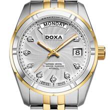 DOXA Reloj mecánico para hombre Doxa, sección de ropa para hombre, oro (acero inoxidable completo + chapado en oro), esfera blanca (8 diamantes), reloj automático, esfera blanca, material de acero inoxidable, D173TWH