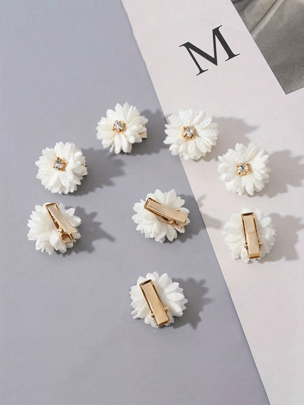 Set van 8 haarspeldjes met witte madeliefjes, nieuwe modieuze haarspeldjes in zuiver wit, geschikt voor Valentijnsdag, feestjes, dagelijkse styling, Moederdagcadeau/kleine verrassing, alleen met de hand wassen, gevlochten haarspeldjes, haaraccessoires