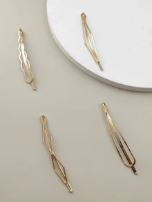 4 chiếc kẹp tóc tối giản, thích hợp cho ngày Valentine, phụ kiện tóc, kẹp tóc cài đầu, kẹp tóc kiểu càng cua, phụ kiện đội đầu, ghim cài tóc. - Vàng - Xem 5