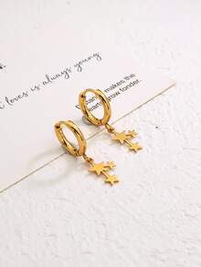 1 Pair Fashionable Classic Versatile Chic Star Design Earrings For Women - Gold - View 4