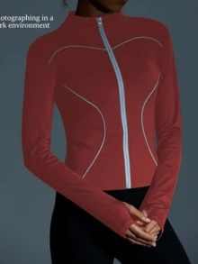 Chamarra Deportiva Reflectante Para Mujer - rojo - Ver 4