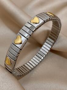 Juego de pulseras elásticas con colgante de acero inoxidable chapado en oro de 18K con diseño de amor y candado para mujeres y niñas, regalo para mamá, Navidad, Acción de Gracias, Halloween, boda, fiesta, diario, playa, aniversario, San Valentín, cumpleaños, dama de honor