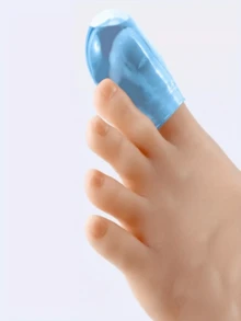 1/2 Waterproof Finger Injury Protection Covers, Suitable For Thumb, Toe, Nail Fungus Treatment, Bathing Finger Covers, Used For Wound Care And Skin Infections, Shower Toe Covers, Transparent Blue Silicone Toe Covers, Suitable For Sports And Daily Use