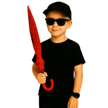 Relógio Infantil Quadrado Menino + Óculos UV Proteção + Guarda-Chuva Temático Presente Estiloso - Preto - Visão 3