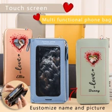 Individuell anpassbare, multifunktionale Touchscreen Umhängetasche, wasserabweisender und strapazierfähiger Stoff, präzise Touchscreen-Funktion, Mini-Geldbörse, modische Umhängetasche für Frauen, Neuheit für den Sommer, großes Fassungsvermögen mit mehreren Fächern für Handy, Karten, Münzen, verstellbarer Riemen für bequemes Umhängetragen - Verschiedenfarbig - Übersicht 3