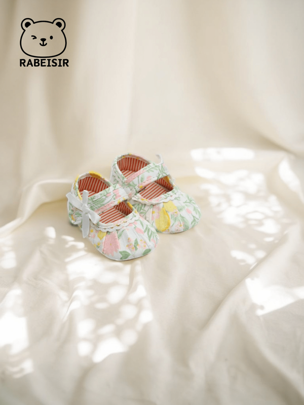RABEISIR Scarpe Mary Jane da passeggio per neonata con fiori, minimaliste e alla moda, per interni/cerimonie, adatte per tutte le stagioni