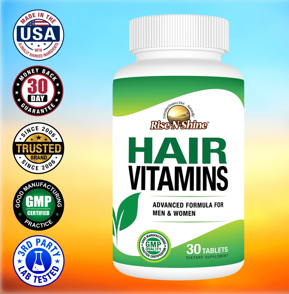 Hair Vitamins Supplement | Hair Growth Vitamins For Women And Men With Biotin & Vitamin B,  PABA, Pantothenic Acid, Silica, Saw Palmetto & More  | Hair Growth Vitamins Daily Support For Healthy-Looking Hair | Rise-N-Shine - Khác - Xem 1