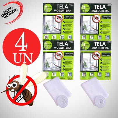 Kit 4 Telas Mosquito 1,50x1,80m Janela Ajustavel Anti Insetos Dengue Mosquito Casa Sitio