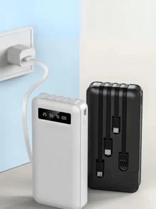 Portable Power Bank Charger 20000mah Universal Output 4 Cables - màu đen - Xem 3