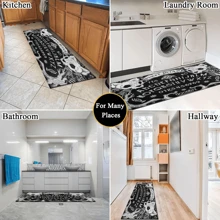 1 pieza Alfombra de entrada con estampado de calavera, alfombra de área artística negra para sala de estar, baño, cocina, entrada, balcón, decoración del hogar, absorbe la suciedad, cafetería, bar, vacaciones, fiesta, dormitorio, baño, decoración de cocina