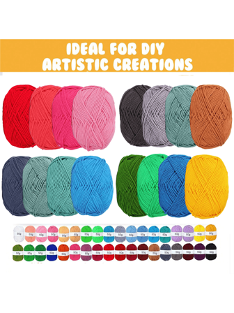 EDCUEBE7 4 件（200 克）袋装钩针纱线、50 克 X 4 混合颜色钩针线、钩针动物 Amigurumi 套件纱线、柔软多色纱线套装、初学者/专业人士节日礼物