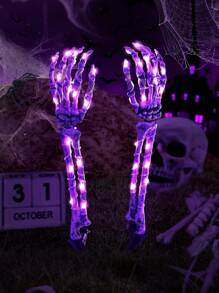 1PC Halloween Skeleton Hand Ground Insert Light A Pair Solar Powered Battery Box Powered LED Lighting 40 Super Bright Beads Suitable Height Outdoor Decoration Lawn Layout Multi Color Lighting Green Purple Yellow Etc Terror Atmosphere Creation Festival Decoration Courtyard Decor Waterproof Design Creative Shape Night Lighting Party Arrangement Halloween Decor Light Home Decor Party Decor Halloween Decoration Room Deocr Halloween Garden Decor For Gift Fairy
