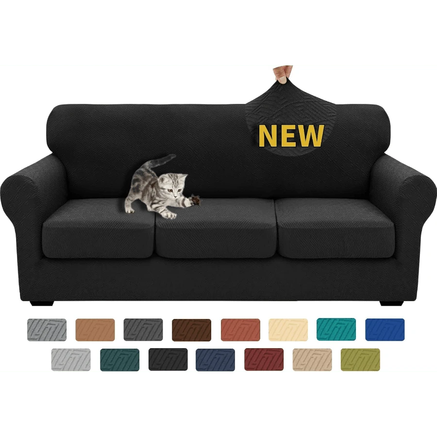 Local Delivery- 2025 New 2 Pieces Chair Covers With Arms Super Stretch Chair Slipcover For Living Room Pet Dog Universal Slip Cover Anti Slip Armchair Furniture Protector (Light Gray), 31"-46"(1 Cushion) - 黑色 - 查看 1