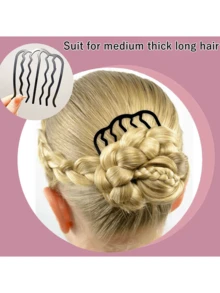 6 件装金属发梳侧梳发叉夹发夹，适用于盘发、丸子头等发型，U 型发梳，复古发型发饰，休闲丸子头造型发夹，学生用品，头部饰品