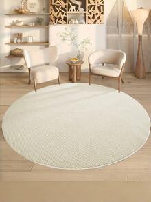 1pc Japanese Style Elegant Round Carpet, Versatile Solid Color Rug, Non-Slip & Scratch-Resistant, Imitation Jute, French Cream Aesthetic, High-Quality Carpet For Living Room & Bedroom - Beige - View 18