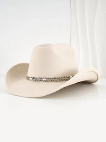 1 件男女通用西部牛仔帽，手工编织羽毛帽链，适合户外骑行、徒步旅行、驾驶、派对、牛仔风格配饰。 - 羽毛寶石牛仔帽 - 查看 10