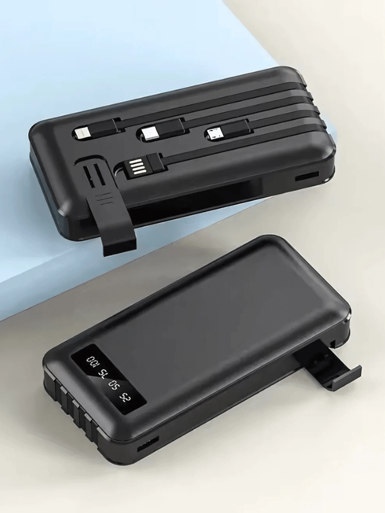 Portable Power Bank Charger 20000mah Universal Output 4 Cables - màu đen - Xem 1