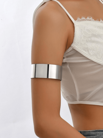 1 件简约时尚光滑优雅独特超大袖口手镯，时尚欧美风格