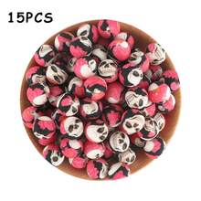 15pcs, Halloween Themed Printed Silicone Beads, Skull, Pumpkin And Other Patterns, Suitable For DIY Jewelry Making, Keychains, Bracelets, Hanging Ropes And Pen Beads, Keychain Making Materials, - Multicolor - View 17