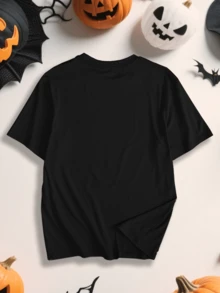 Customized Men's T-Shirt, Upload Your Own Photo (Lover, Boyfriend, Girlfriend, Pet, Group Photo) For Halloween Costume Design, Company Teamwear, Halloween Party Customization, Suitable For Boyfriend, Family, Friends Birthday, Prank, Surprise Gift, Holiday Gift, Valentine's Day, Anniversary, Custom Gift - Black - View 4