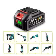 [Für Makita] 18V / 21V Universal-Lithiumbatterie (10 Stück 3000mAh mit LED-Lichtanzeige) + EU-Ladegerät Set | Schlagfest und gegen Überladung geschützt | Schwarz + Rot