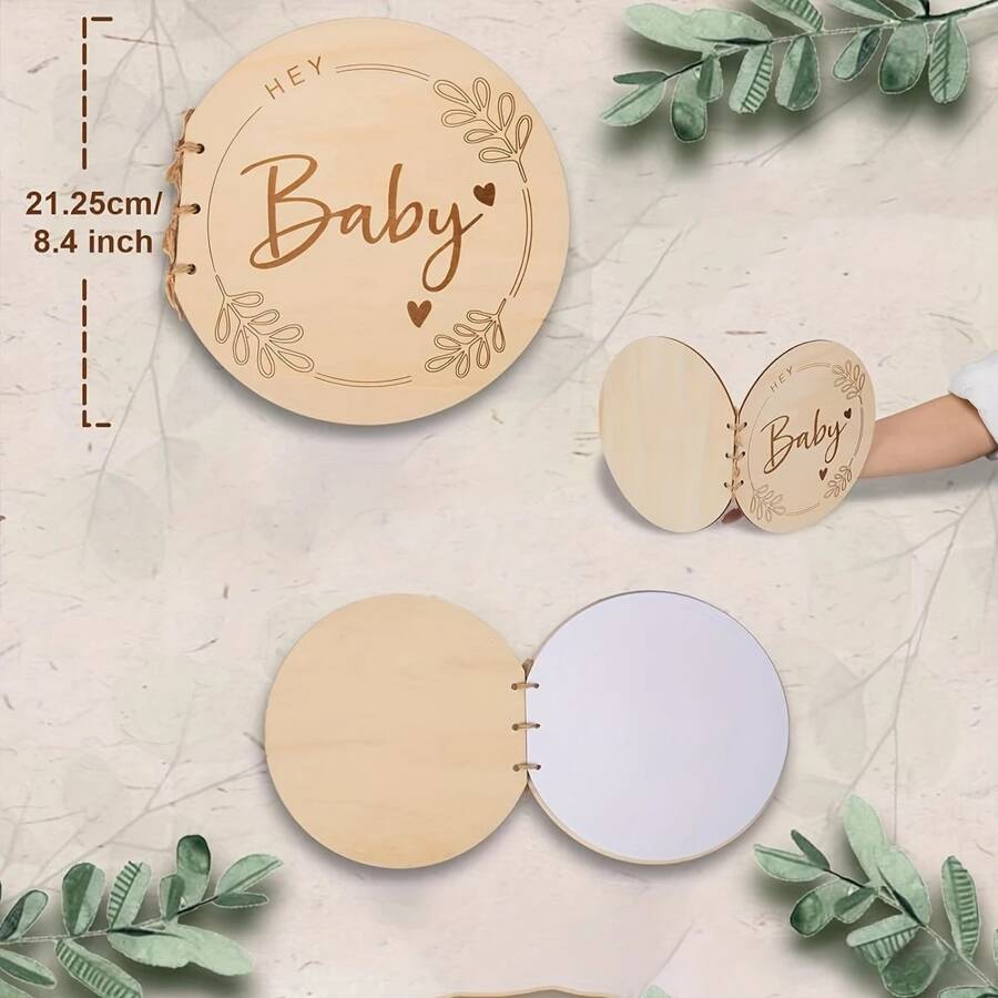 1pc Wooden Christening Guest Book, Shower Guest Book, Shower Memory Book, Gift For New Parents And Expectant Mothers, No Paper Included