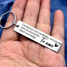 1 pieza Llavero de acero inoxidable con cita inspiradora, texto grabado clásico, forma redonda con clip de anillo, regalo ideal para novio/esposo en Navidad