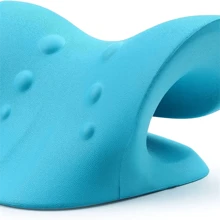 One Piece Neck And Shoulder Relaxer, Cervical Traction Device, Cervical Traction Pillow For Muscle Relaxation, Medium Hardness, Non-Woven Material, EVA Foam With Bamboo Fiber Cover (Blue)