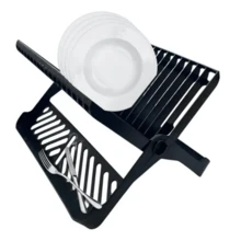 FOLDABLE PLASTIC DISH/CUTLERY DRAINER FOR 16 PLATES - Premium - Grey - View 2