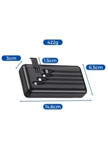 Portable Power Bank Charger 20000mah Universal Output 4 Cables - màu đen - Xem 7