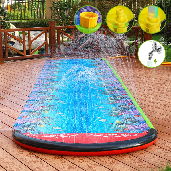 Tobogán de agua inflable de PVC, tabla de surf acuática, tobogán de agua con rociado para una o dos personas para uso en exteriores